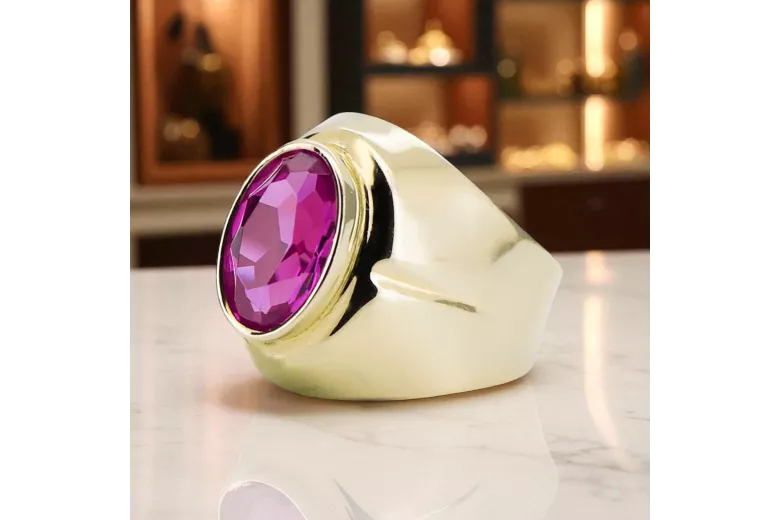 Ametyst 14k żółte złoto Pierścionek Klasyczny Vintage vrc296y